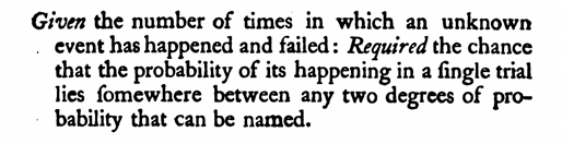 Figure 2: Bayes' problem description (p. 376), at the same time the first paragraph of his text.